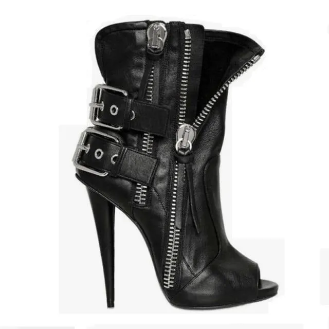 Women High Heel Peep Toe Sandals Boots
