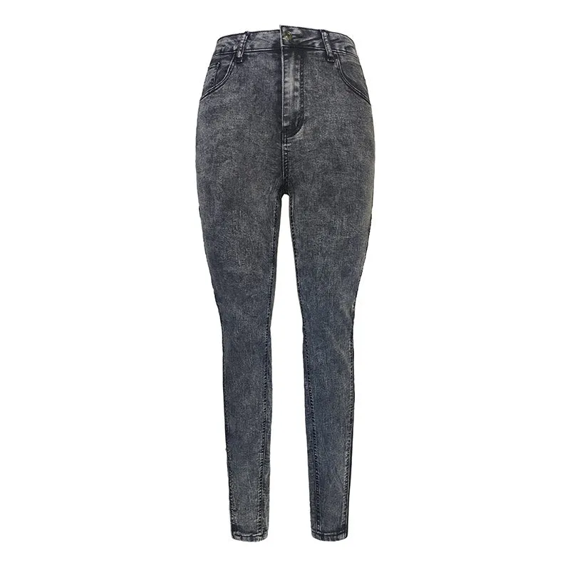 Women Lace Slim Fit Patchwork Denim Jeans