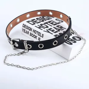 Women Punk Chain Fashion Belt Adjustable Double/Single Row Hole Eyelet Waistband with Eyelet Chain Decorative Belts 2020 New
