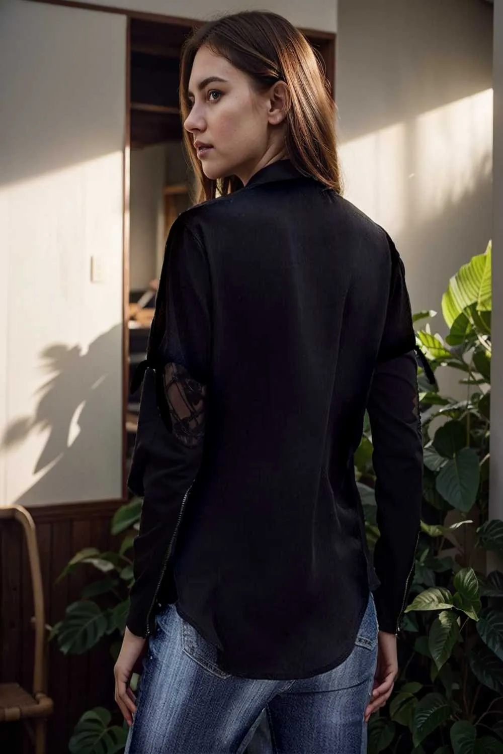 women s blouses loose solid belted long sleeve blouse