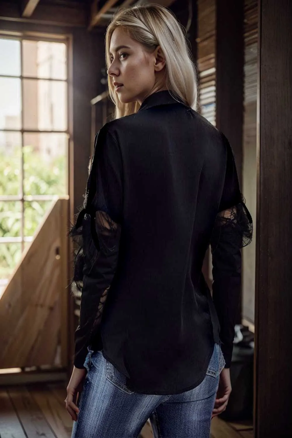 women s blouses loose solid belted long sleeve blouse