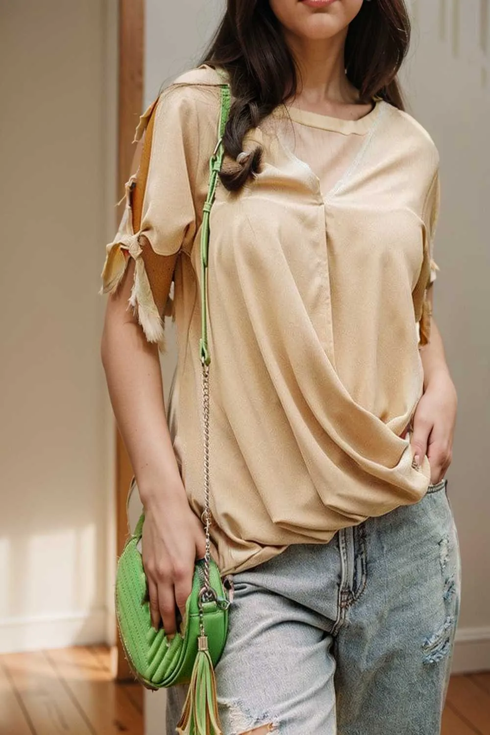 women s blouses loose solid belted long sleeve blouse
