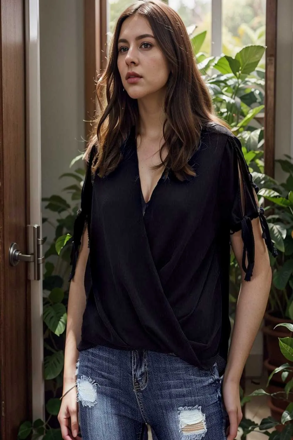 women s blouses loose solid belted long sleeve blouse