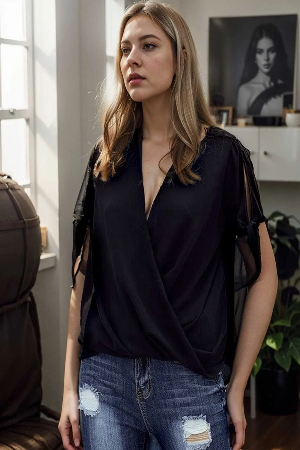 women s blouses loose solid belted long sleeve blouse