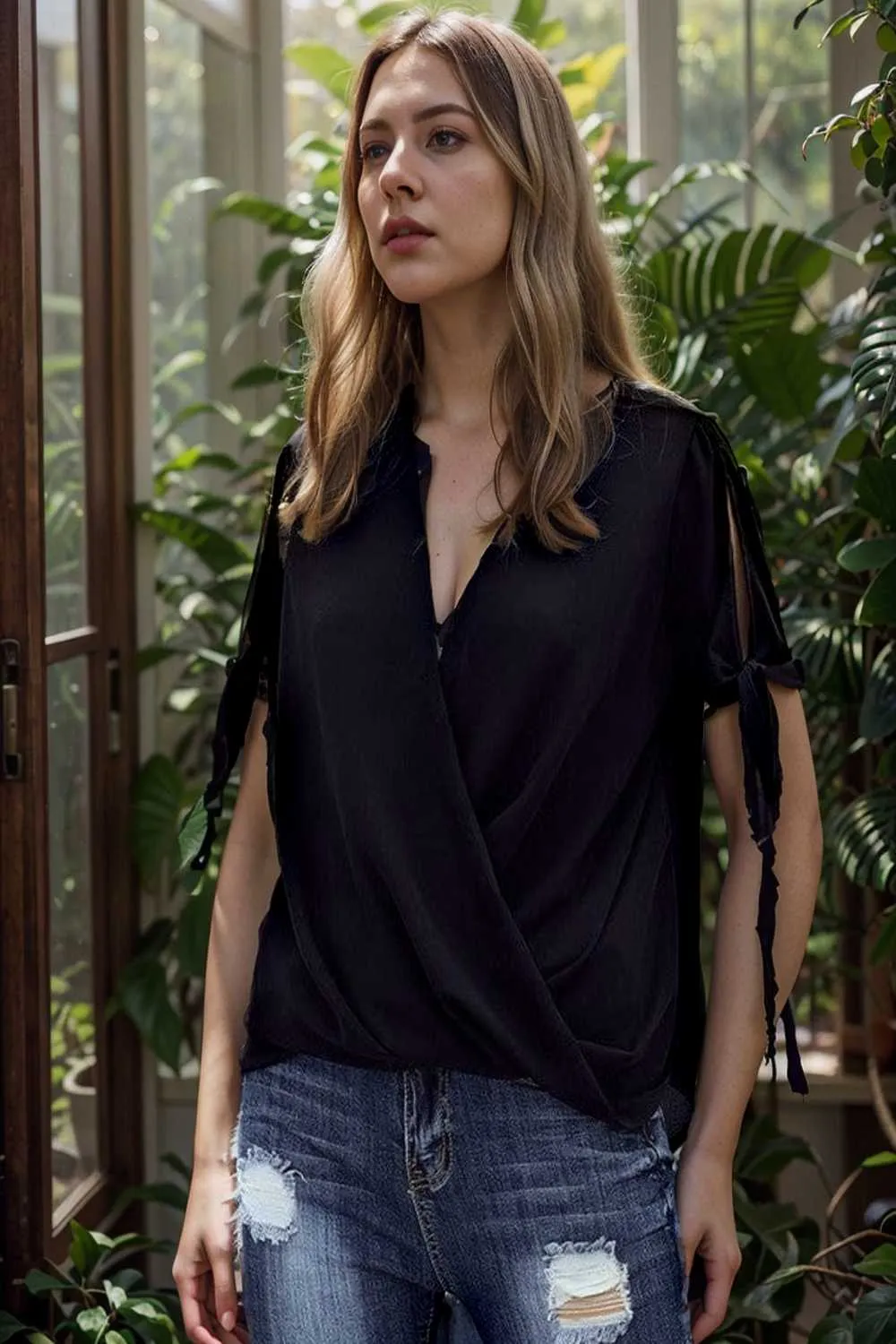 women s blouses loose solid belted long sleeve blouse