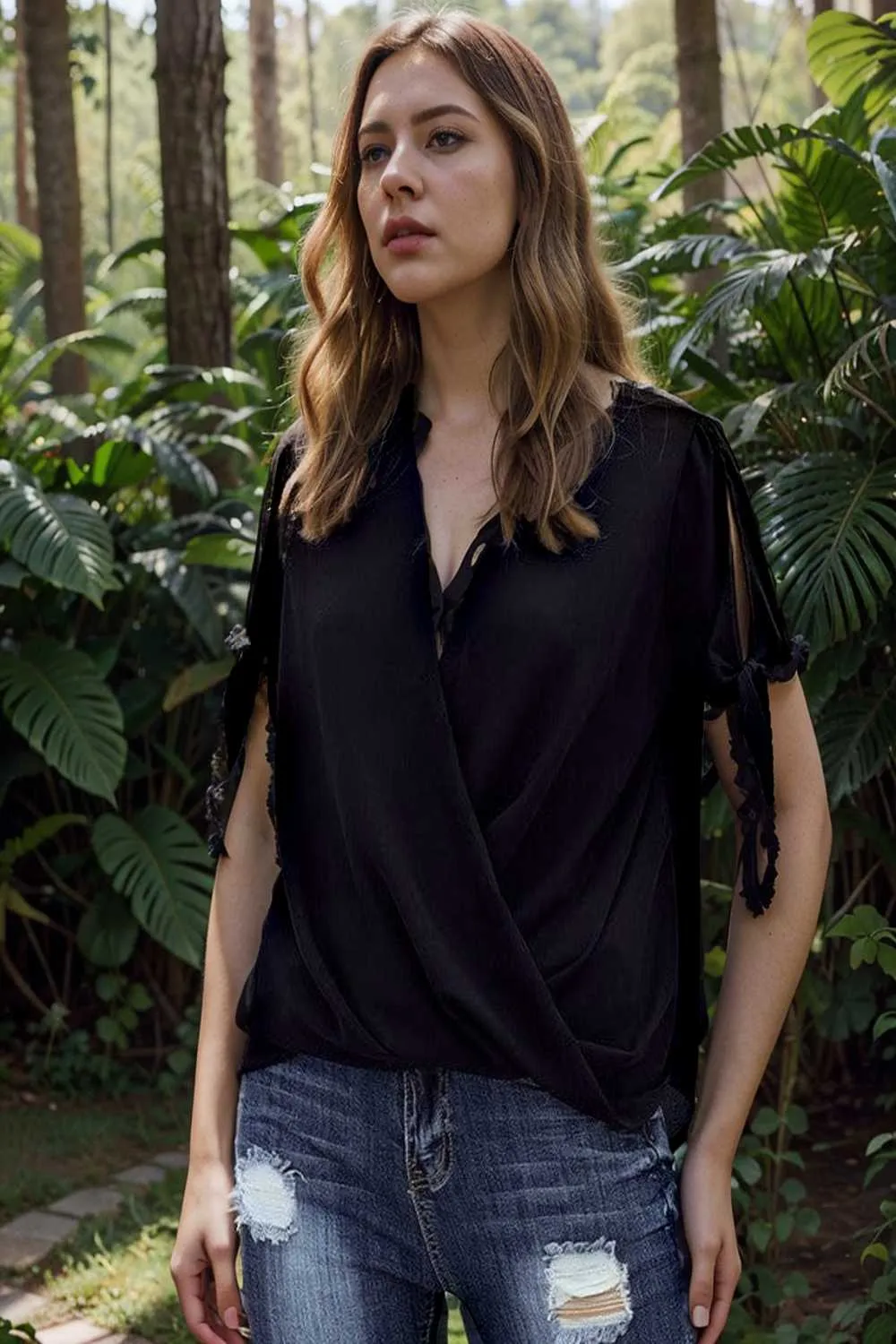 women s blouses loose solid belted long sleeve blouse
