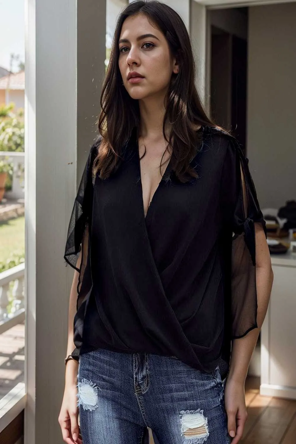 women s blouses loose solid belted long sleeve blouse
