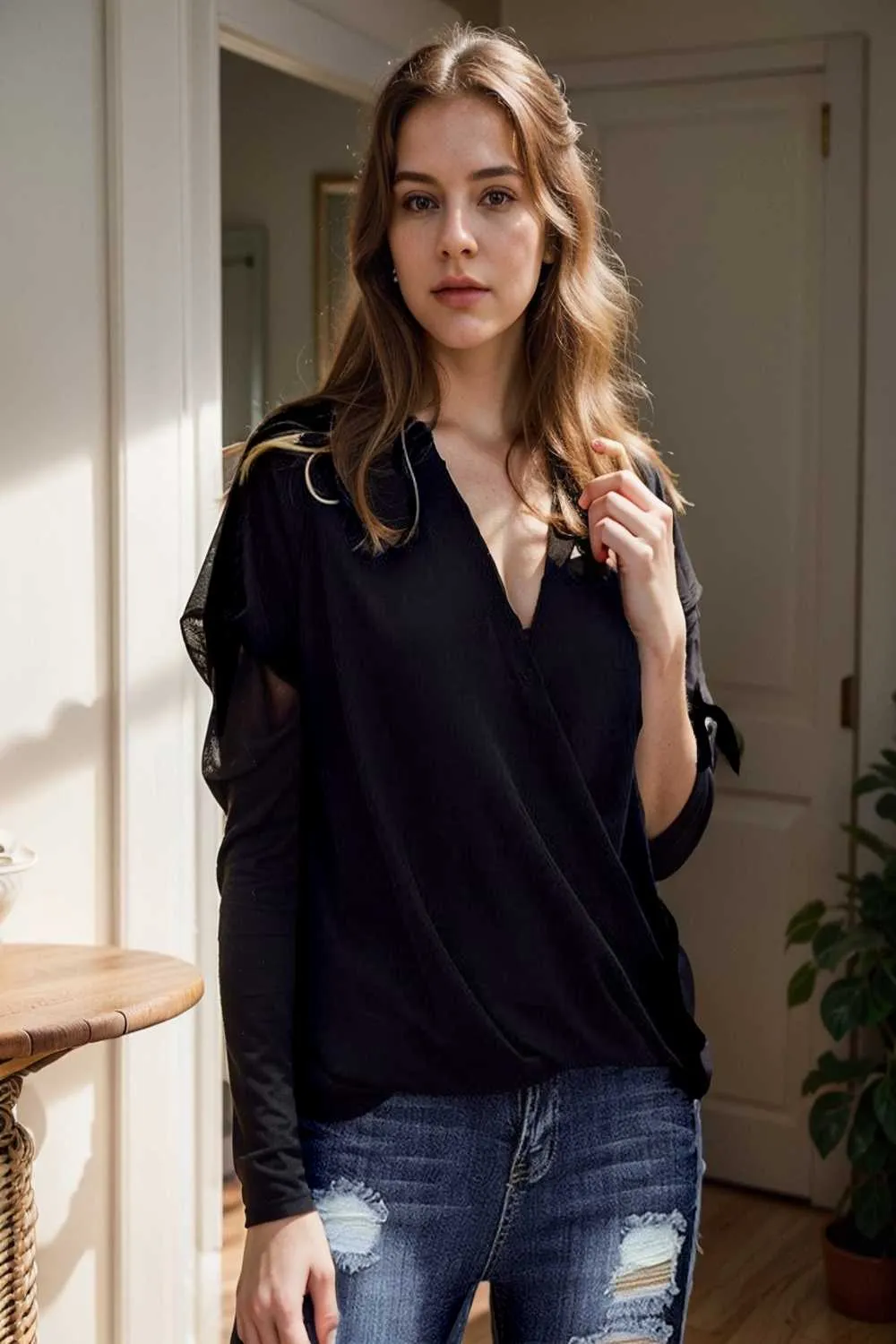 women s blouses loose solid belted long sleeve blouse