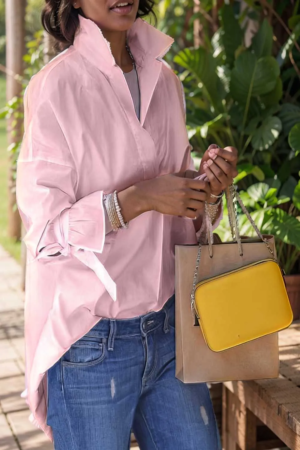 women s blouses loose solid belted long sleeve blouse