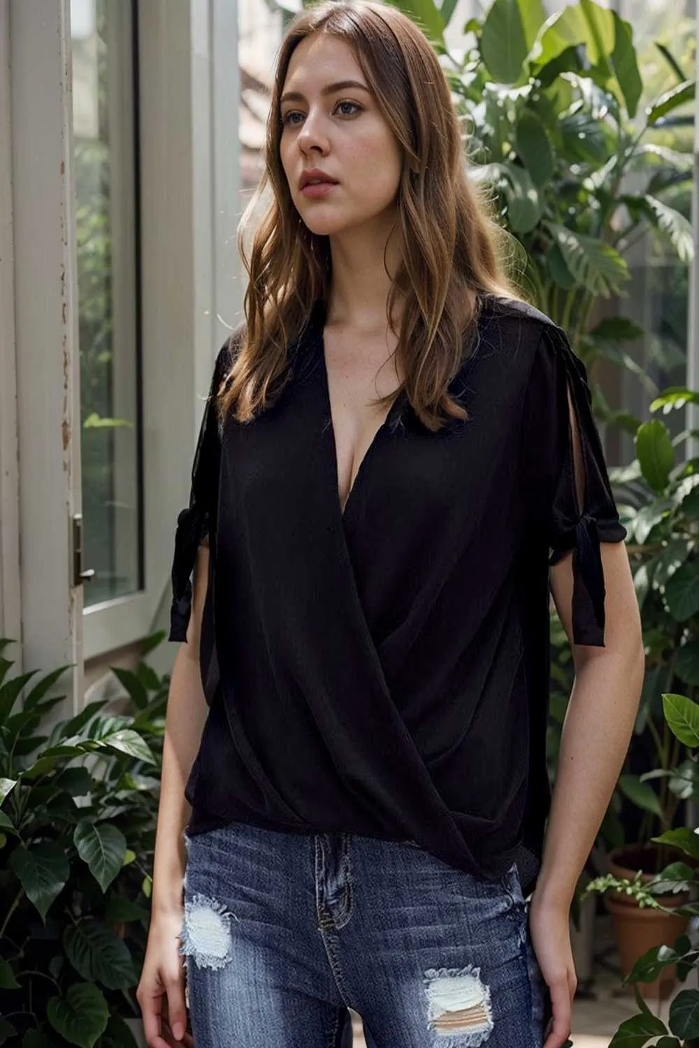 women s blouses loose solid belted long sleeve blouse