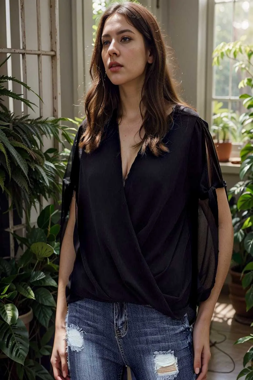women s blouses loose solid belted long sleeve blouse