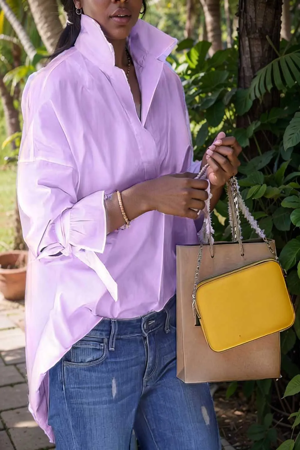 women s blouses loose solid belted long sleeve blouse