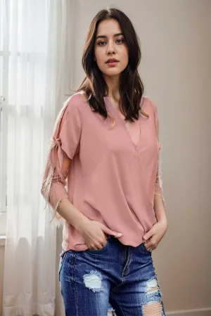 women s blouses loose solid belted long sleeve blouse