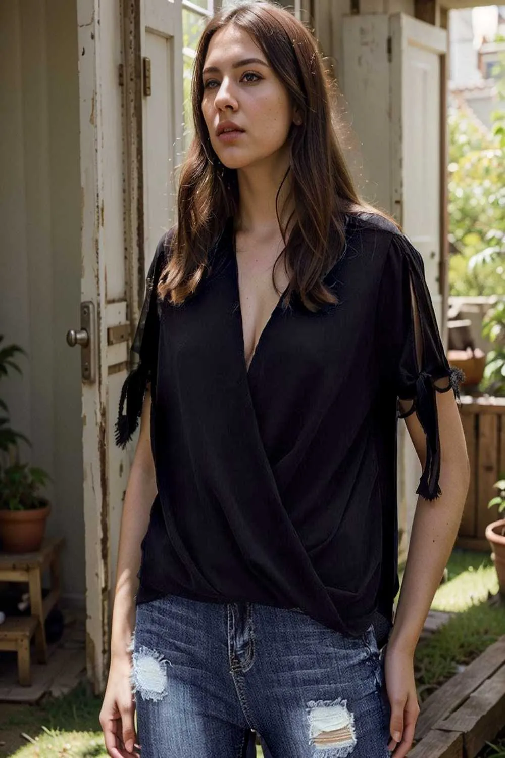 women s blouses loose solid belted long sleeve blouse