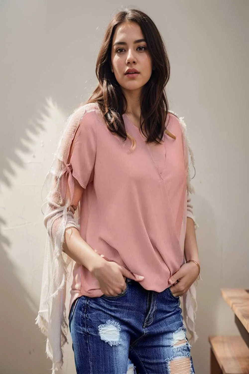 women s blouses loose solid belted long sleeve blouse
