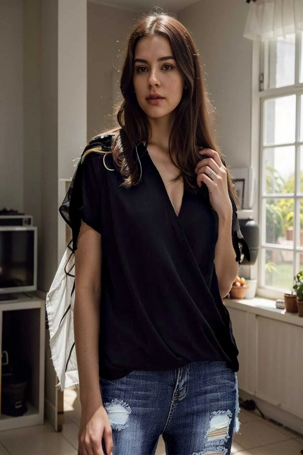 women s blouses loose solid belted long sleeve blouse
