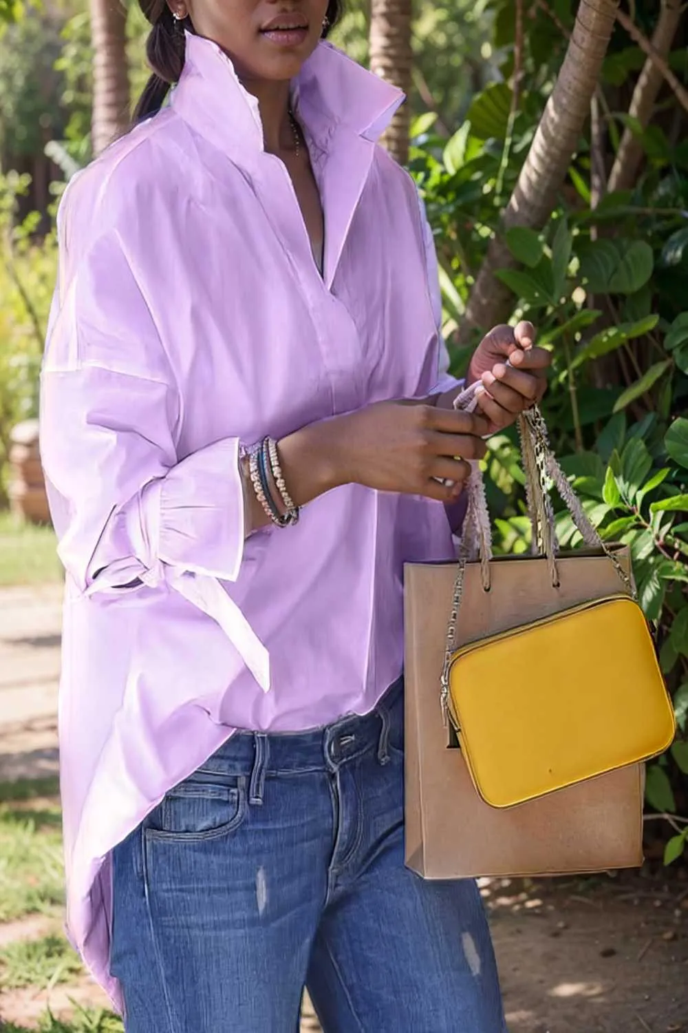 women s blouses loose solid belted long sleeve blouse