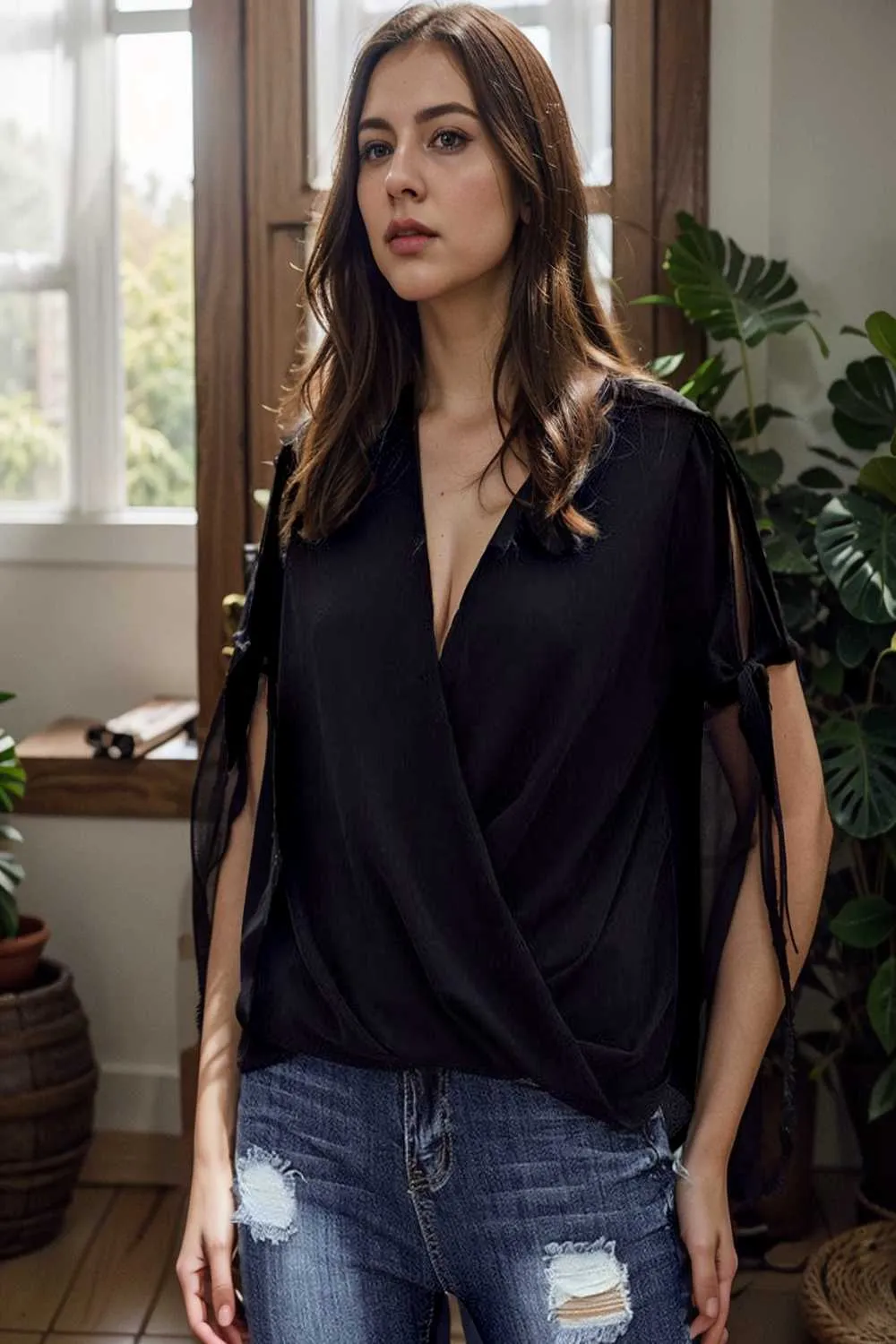 women s blouses loose solid belted long sleeve blouse