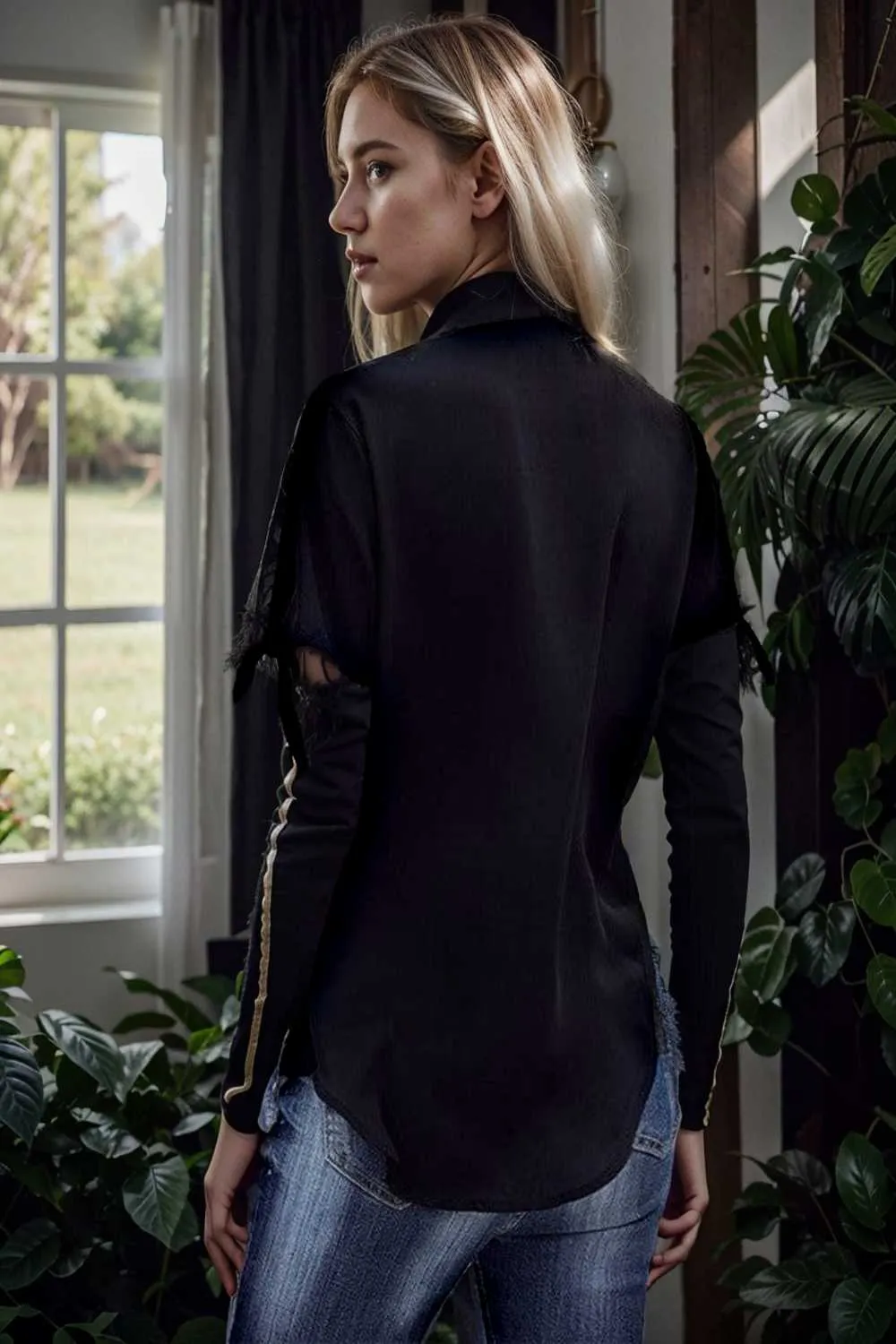 women s blouses loose solid belted long sleeve blouse