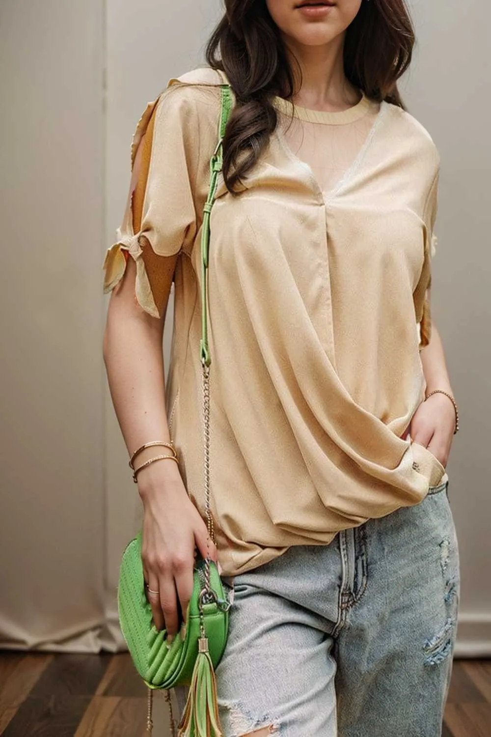 women s blouses loose solid belted long sleeve blouse