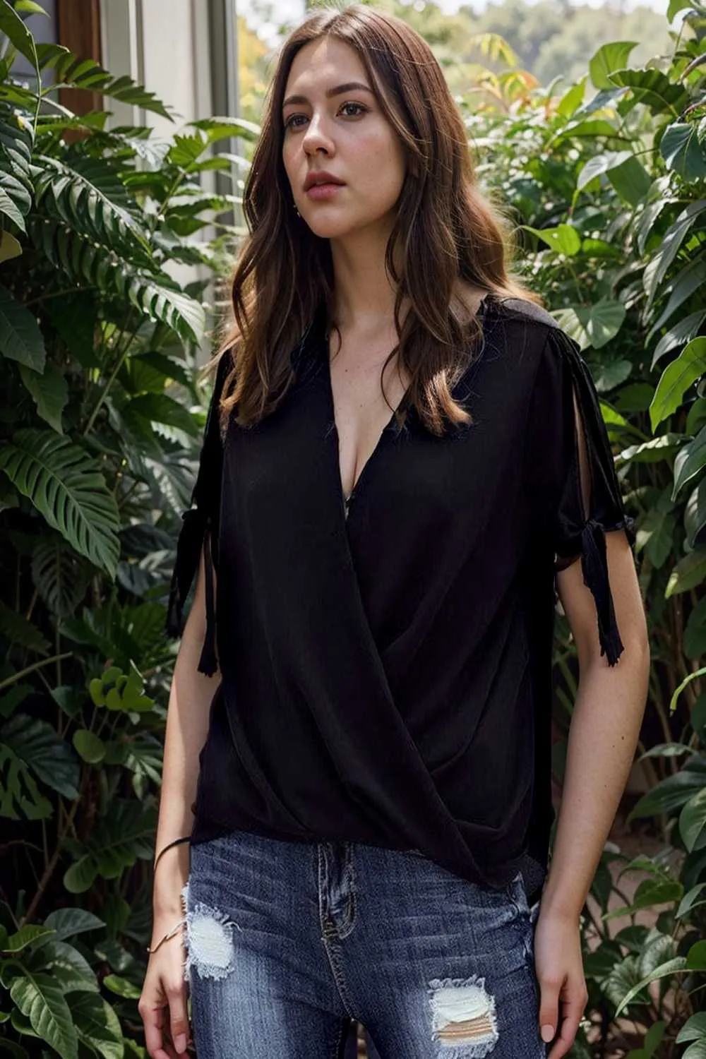 women s blouses loose solid belted long sleeve blouse