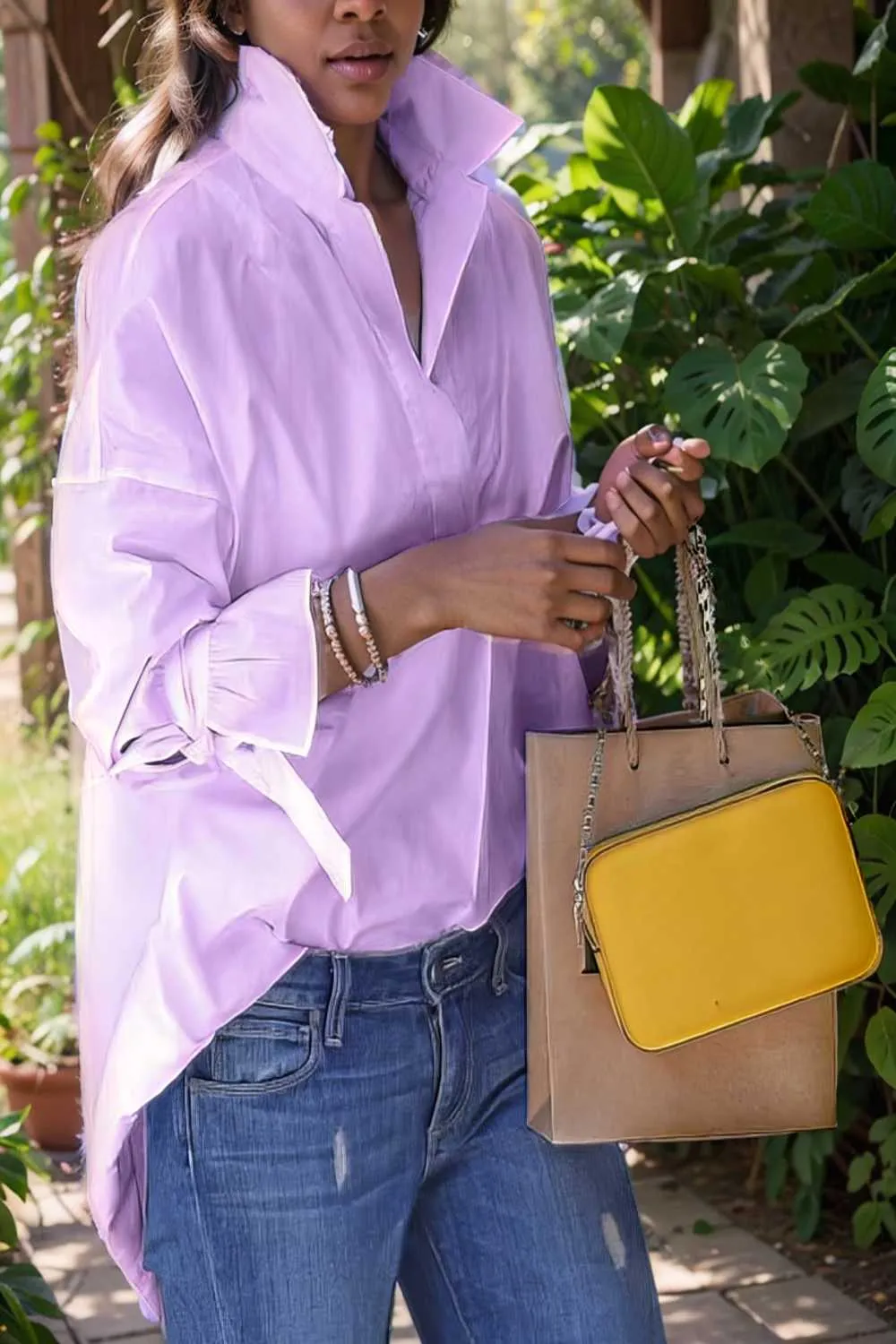 women s blouses loose solid belted long sleeve blouse