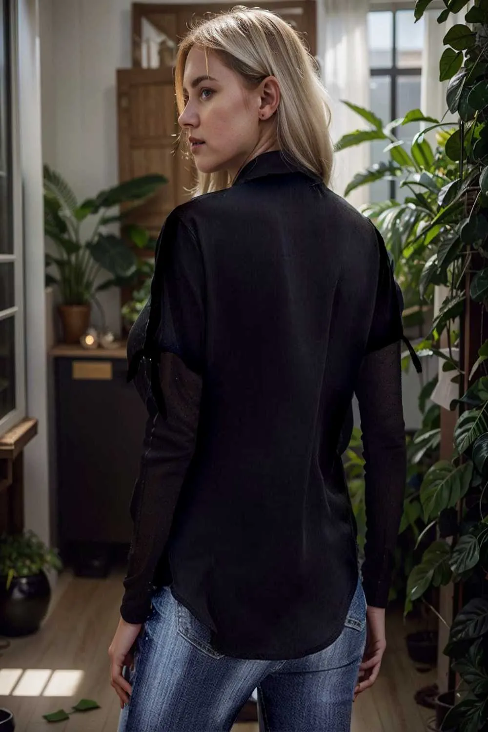 women s blouses loose solid belted long sleeve blouse
