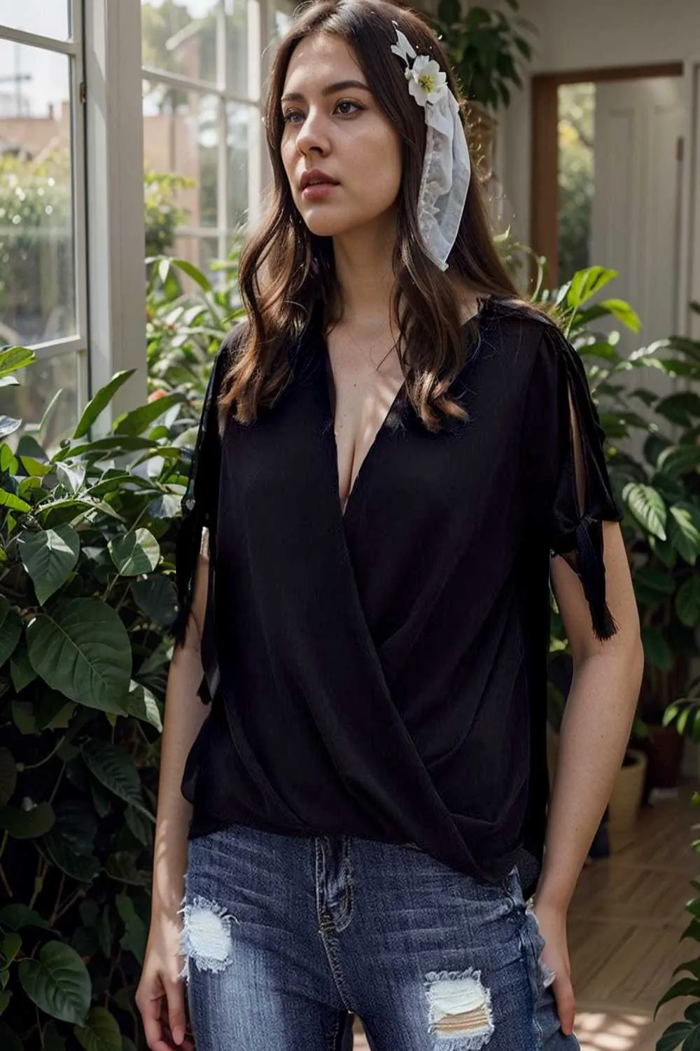 women s blouses loose solid belted long sleeve blouse