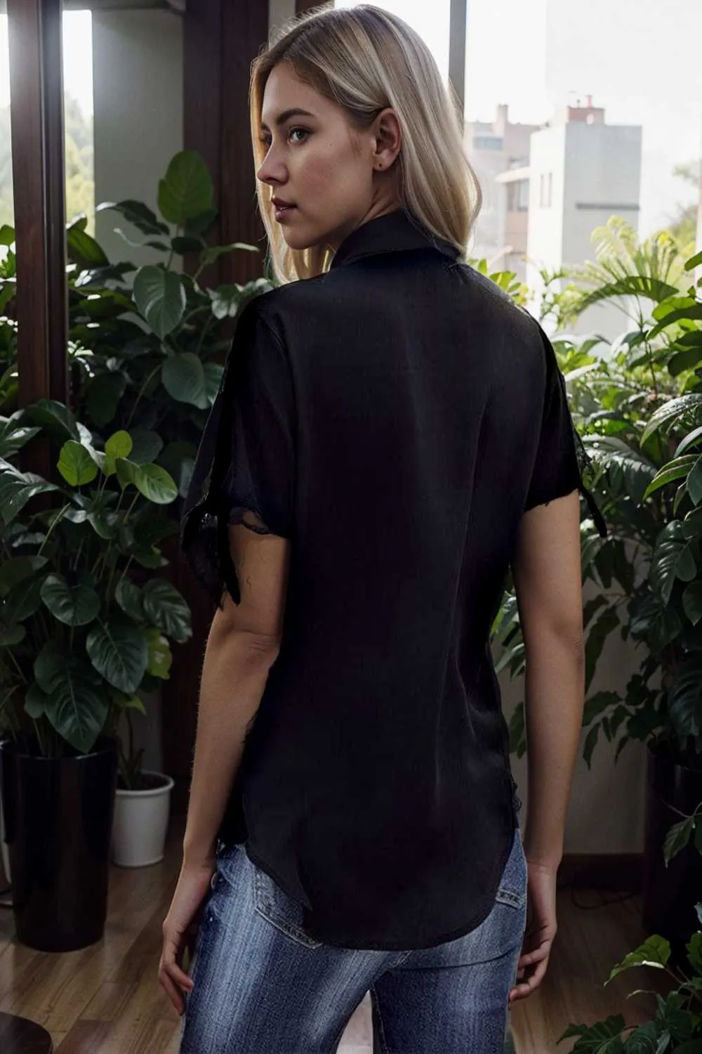 women s blouses loose solid belted long sleeve blouse