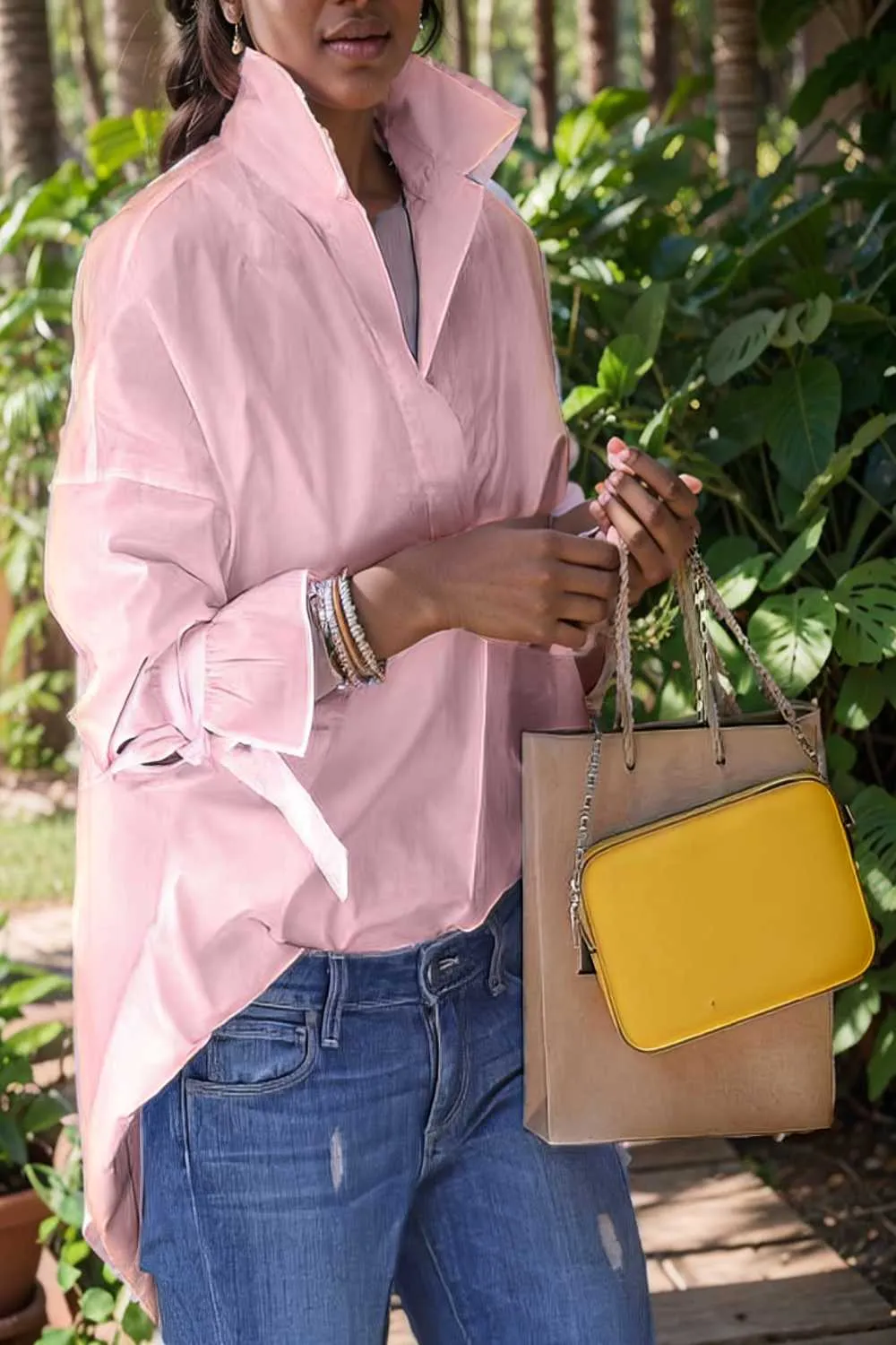 women s blouses loose solid belted long sleeve blouse