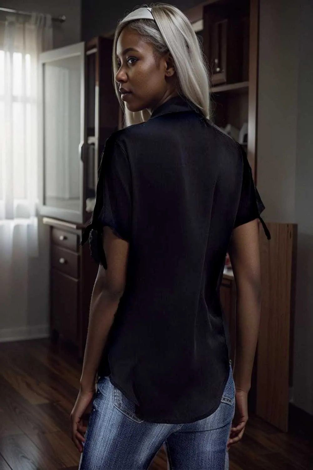 women s blouses loose solid belted long sleeve blouse