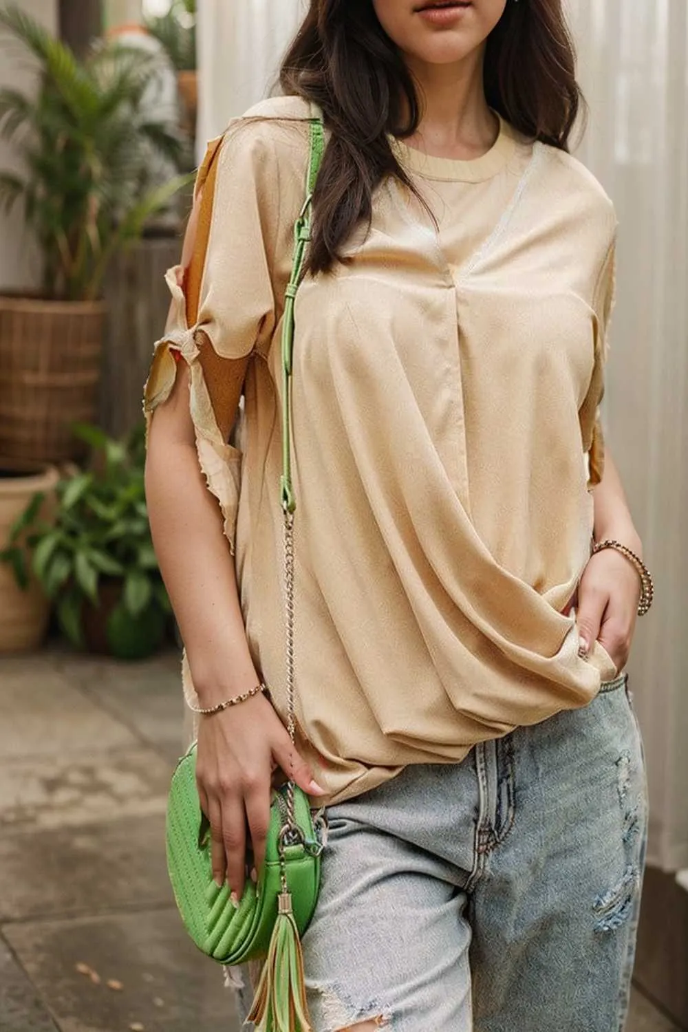 women s blouses loose solid belted long sleeve blouse