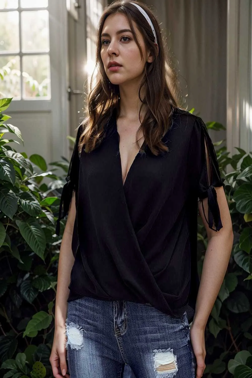 women s blouses loose solid belted long sleeve blouse