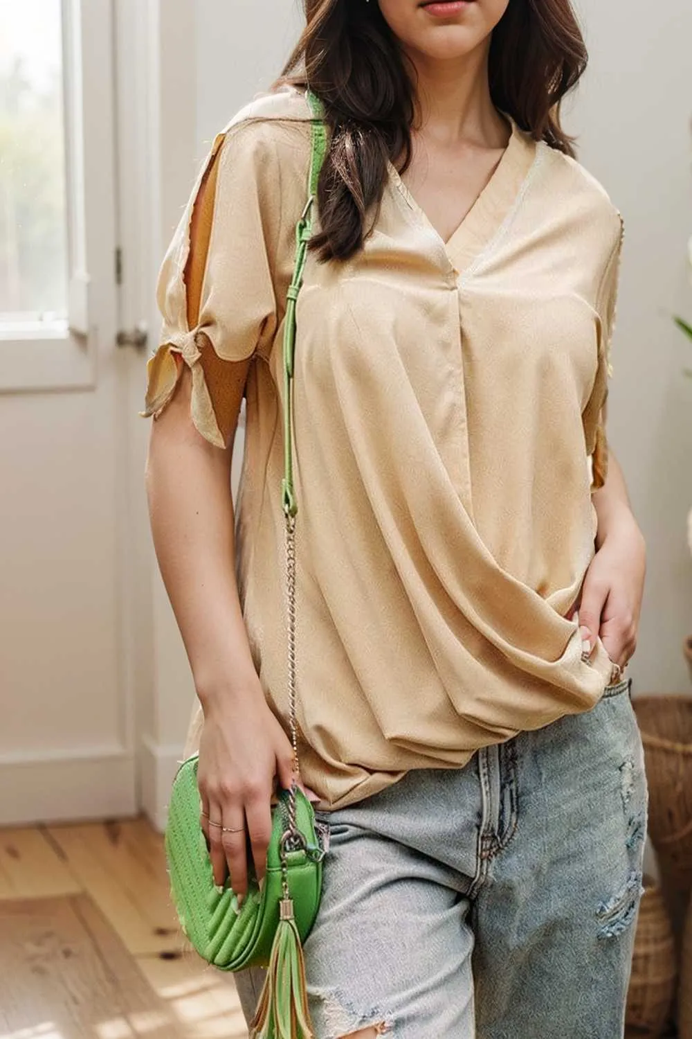 women s blouses loose solid belted long sleeve blouse