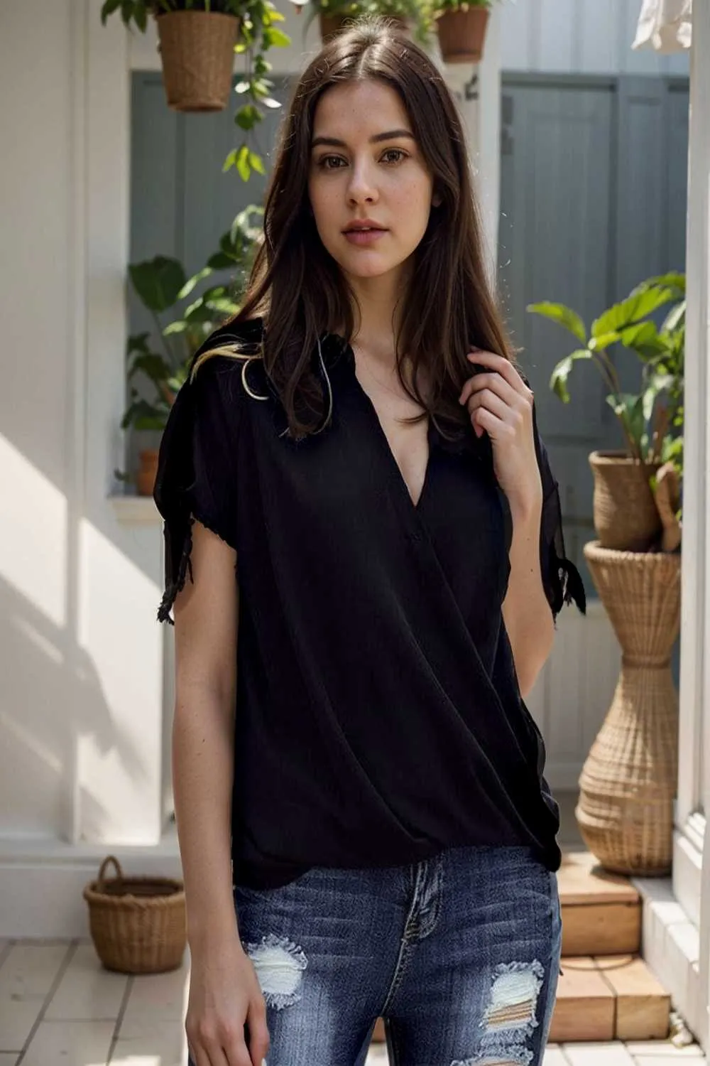 women s blouses loose solid belted long sleeve blouse