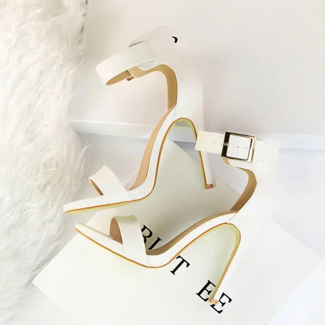 Women Sandals Satin High Heels Shoes