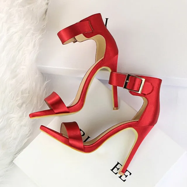 Women Sandals Satin High Heels Shoes