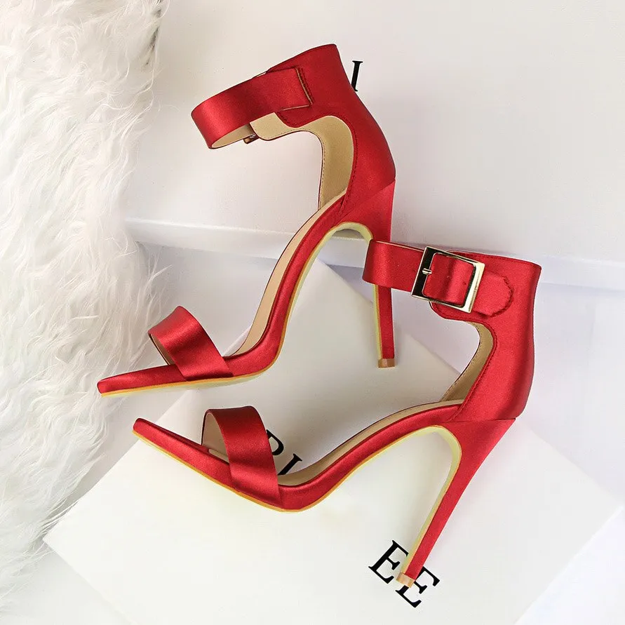 Women Sandals Satin High Heels Shoes