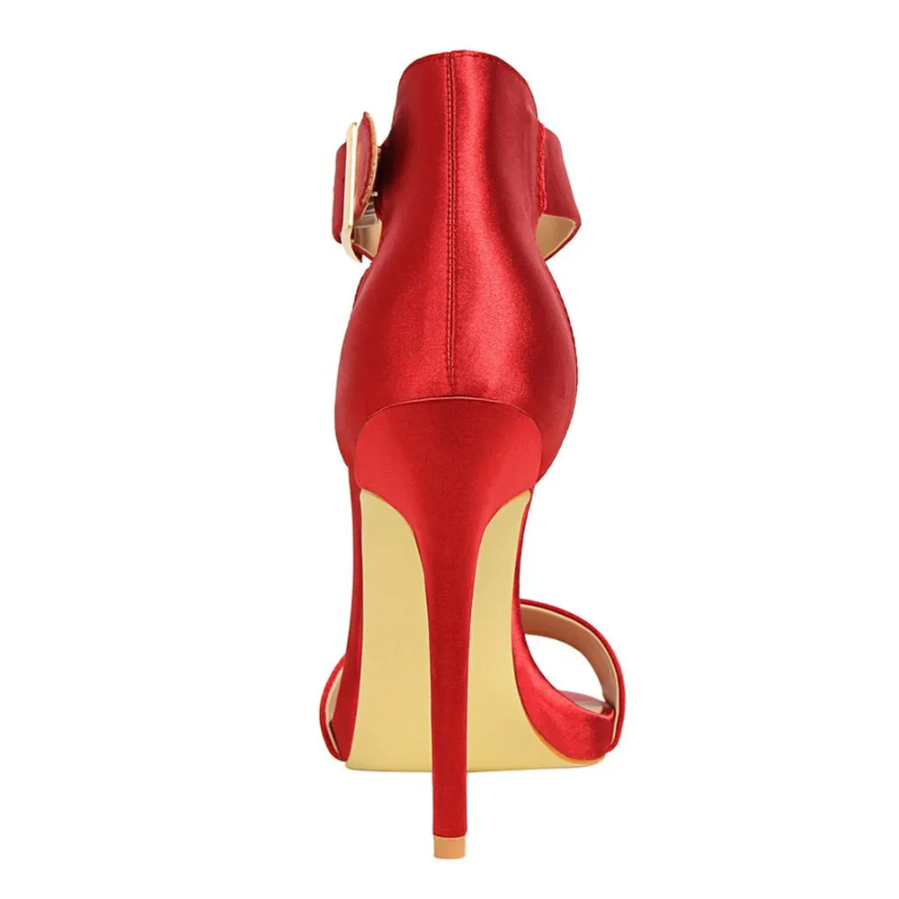 Women Sandals Satin High Heels Shoes