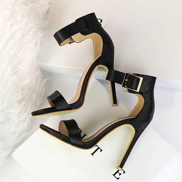 Women Sandals Satin High Heels Shoes