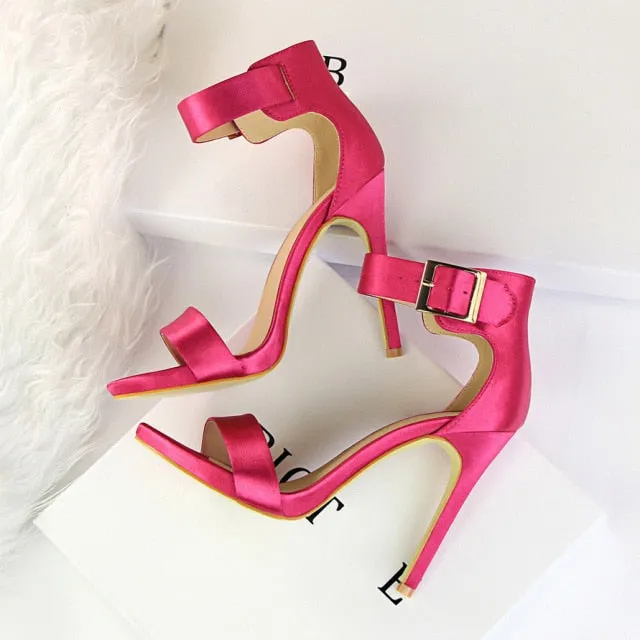 Women Sandals Satin High Heels Shoes
