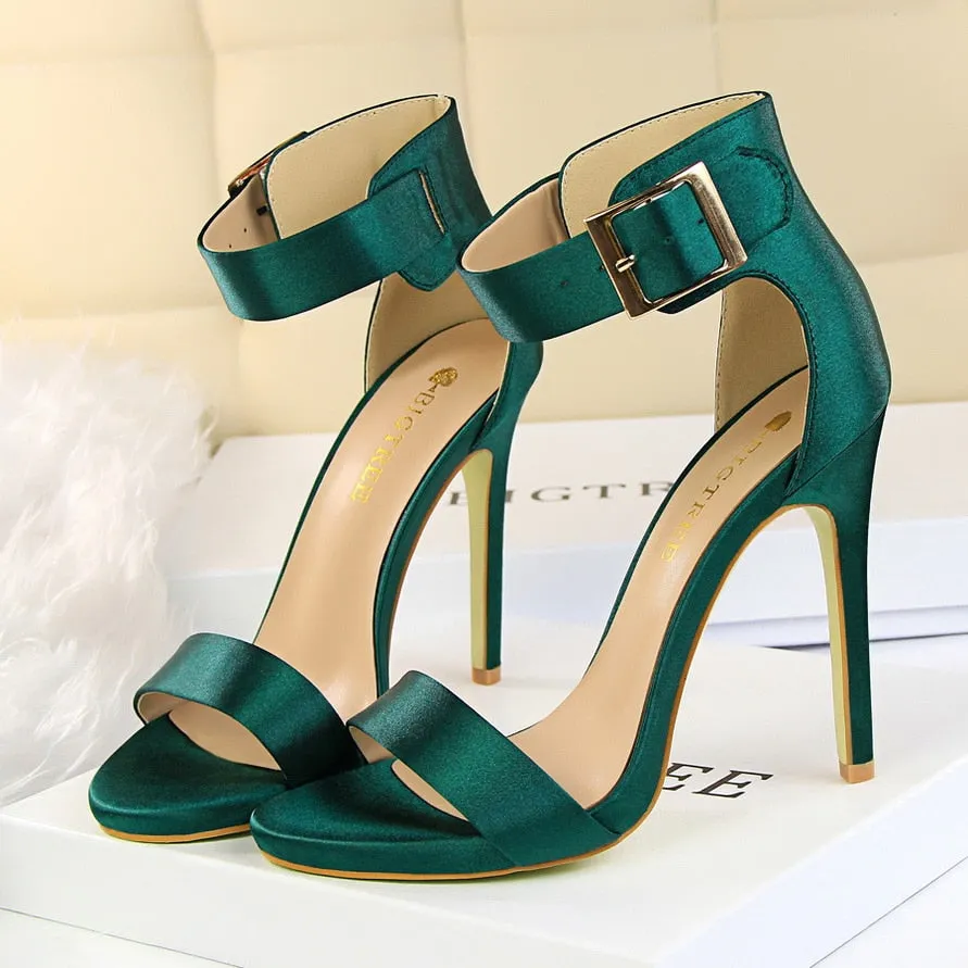 Women Sandals Satin High Heels Shoes