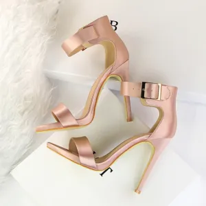 Women Sandals Satin High Heels Shoes