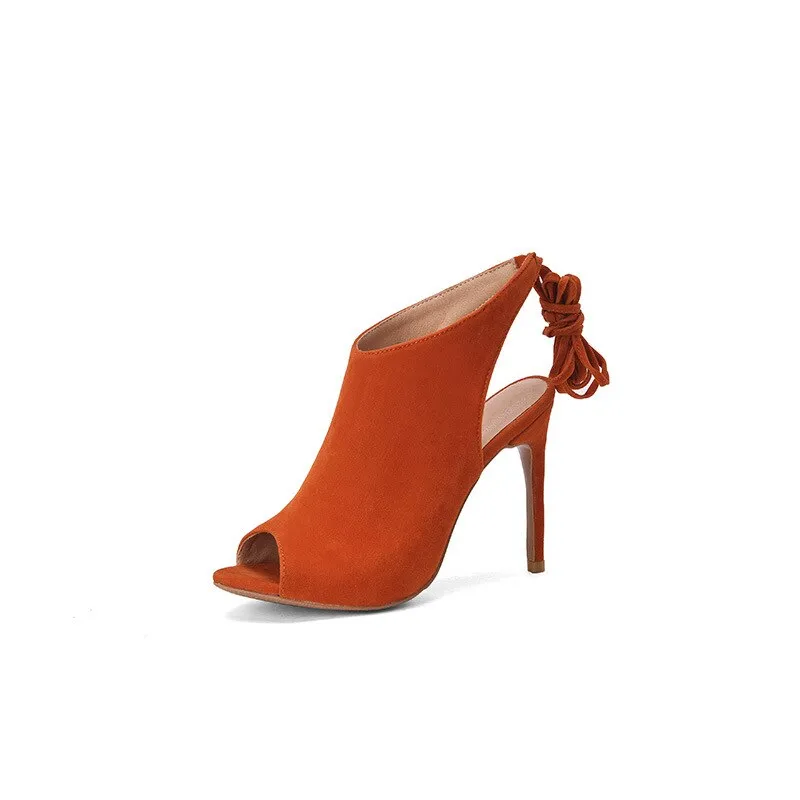 Women sexy fish mouth stiletto heel strap sandals