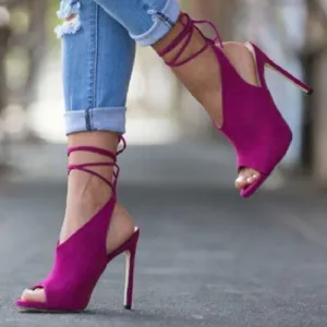 Women sexy fish mouth stiletto heel strap sandals