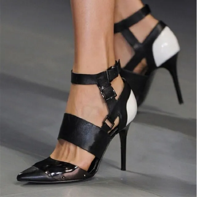 Women sexy fish mouth stiletto heel strap sandals