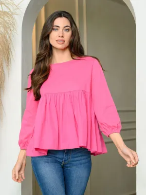 WOMEN'S 3/4 SLEEVE BABY DOLL TUNIC TOP