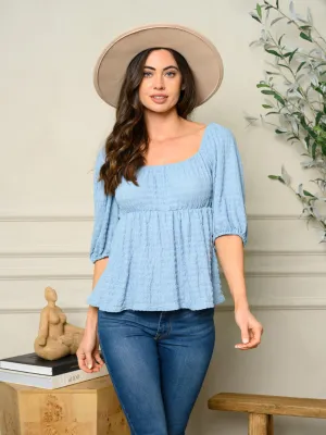 WOMEN'S 3/4 SLEEVES PEPLUM TOP