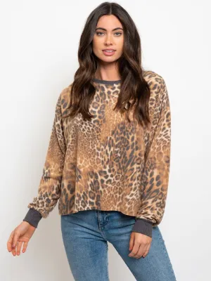 WOMEN'S ANIMAL PRINT LONG SLEEVE TOP