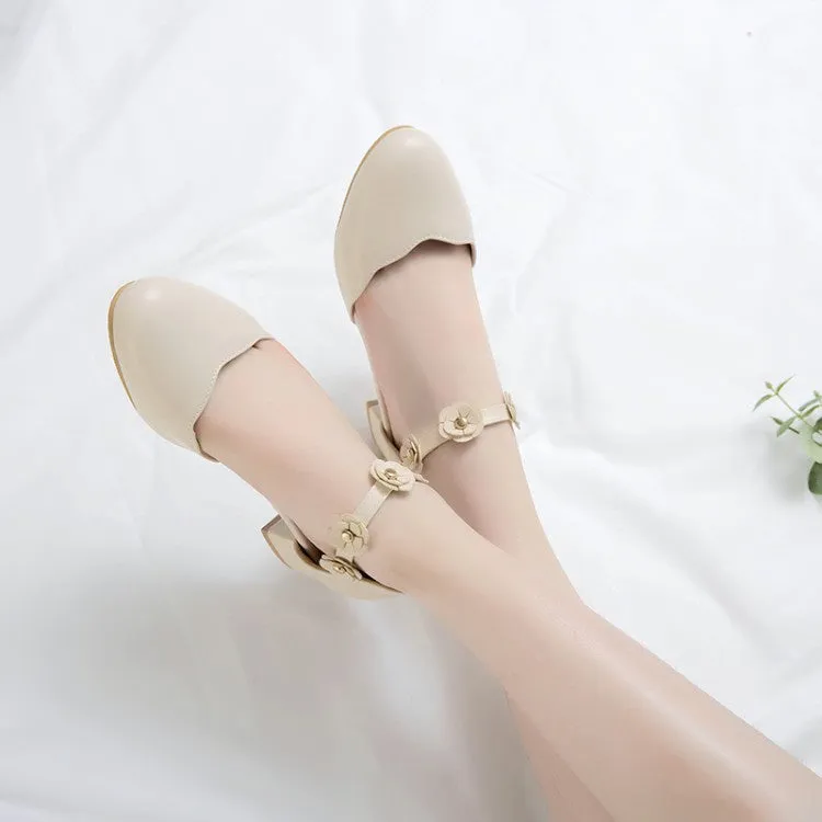 Women's Ankle Strap Mary Jane Mid Heels Sandals